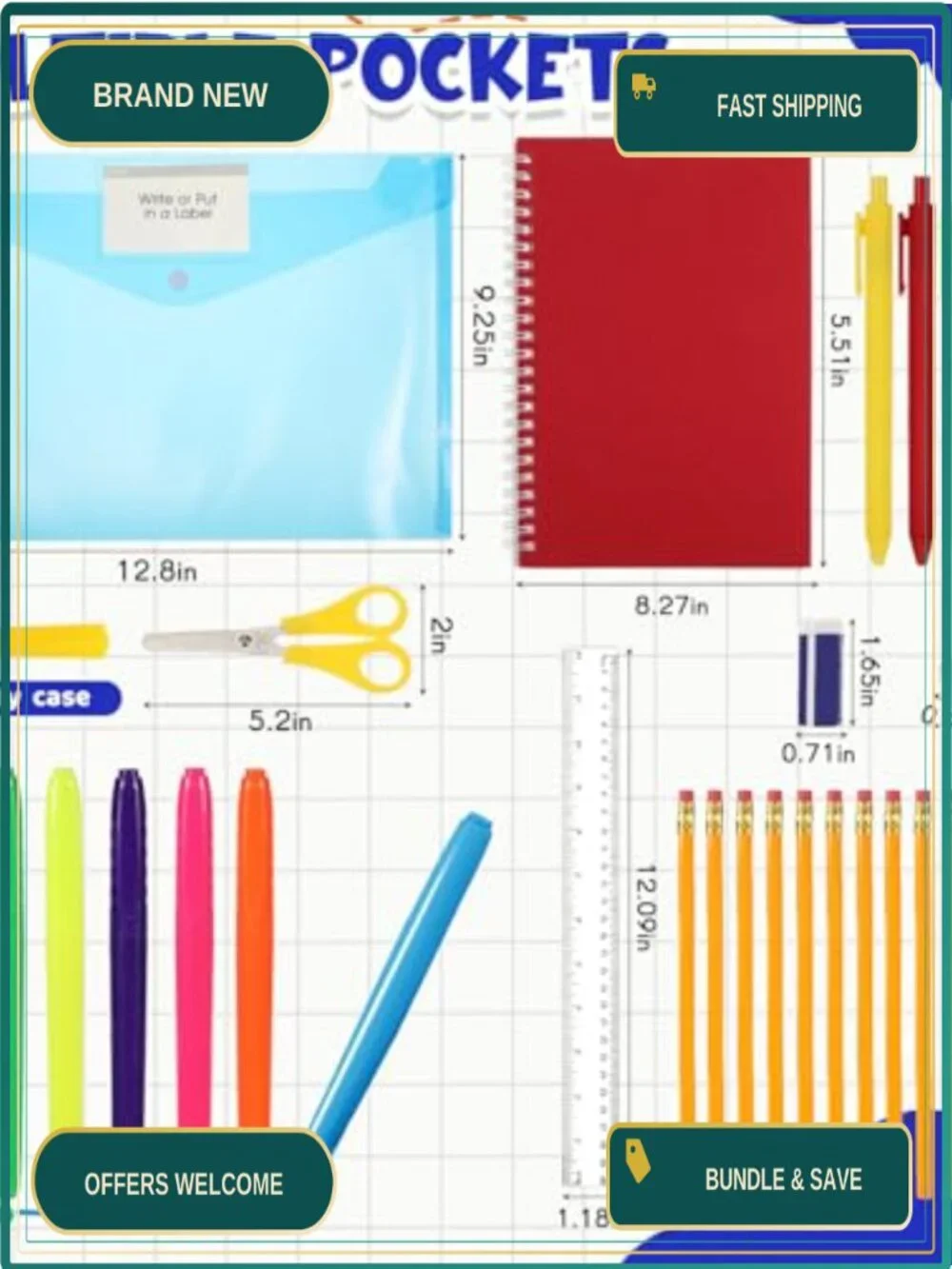 Clear PVC Backpack with Study Supplies Kit - Stationery Set, Stadium Approved,